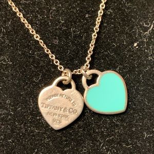 Authentic Return to Tiffany Blue Double Heart Tag Pendant 16” Chain